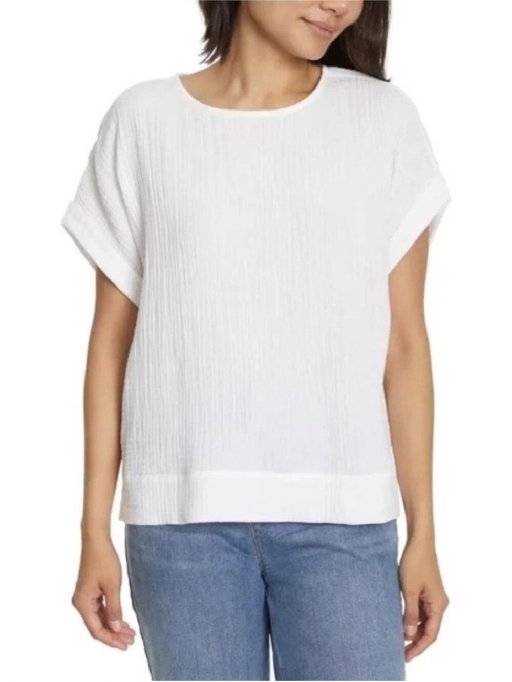 NWT Gloria Vanderbilt Women's ,Gauze White Short Sleeve 100% Cotton
TOP size XL